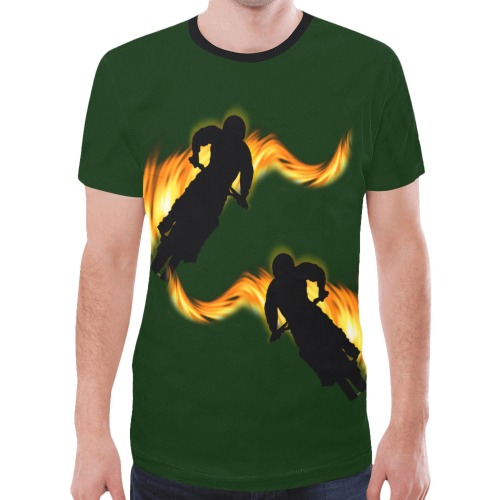 Dirt Bikes Flames Off-Road New All Over Print T-shirt for Men (Model T45)