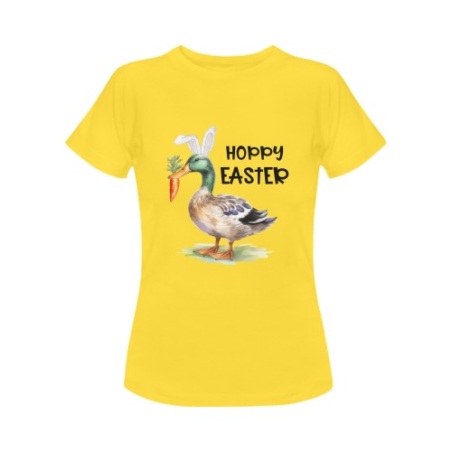 Hoppy Easter Duck (Y) Women's T-Shirt in USA Size (Front Printing Only)