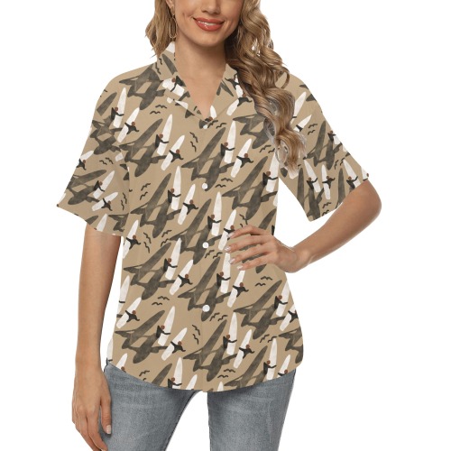 Sun_sea_and_surf All Over Print Hawaiian Shirt for Women (Model T58)