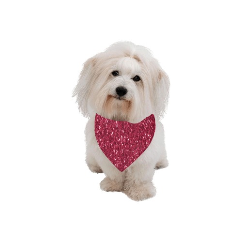 Magenta dark pink red faux sparkles glitter Pet Dog Bandana/Large Size