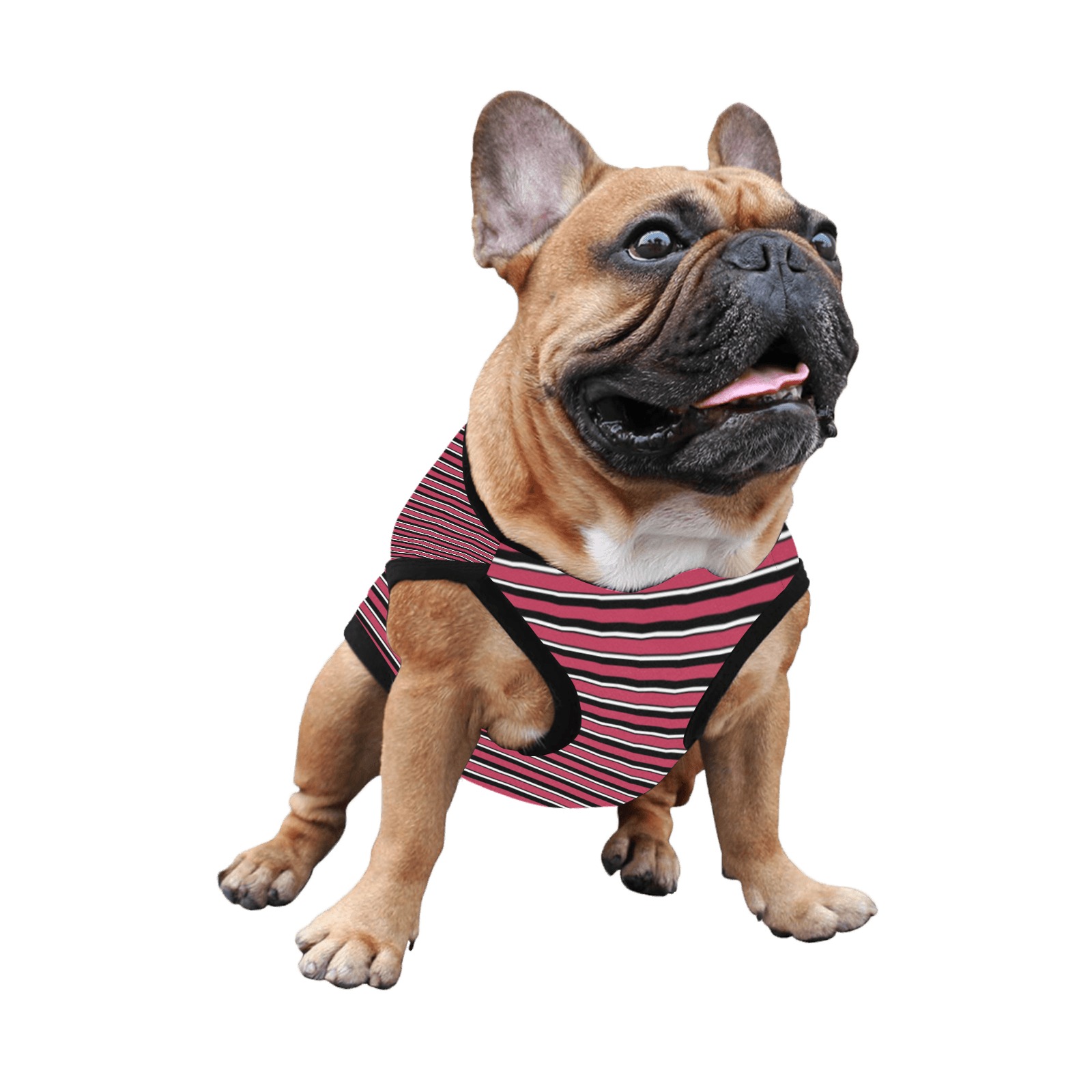Magenta, Black and White Stripes All Over Print Pet Tank Top