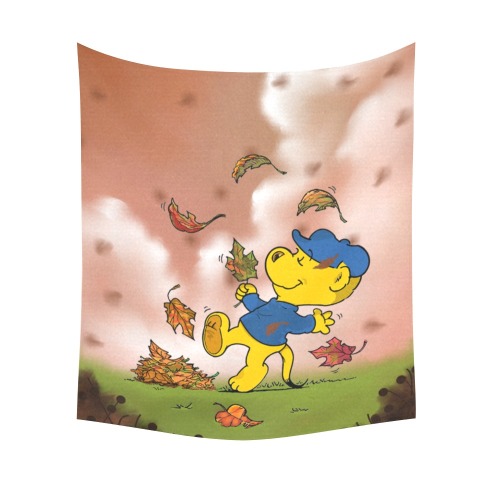 Ferald Amongst The Autumn Leaves Cotton Linen Wall Tapestry 51"x 60"