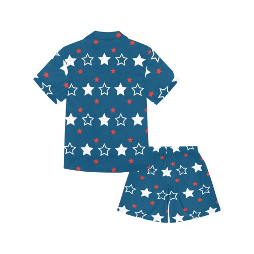 Patriotic Stars PJs Big Boys' V-Neck Short Pajama Set