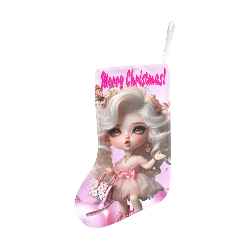 Pink Doll Stocking Christmas Stocking (Without Folded Top)