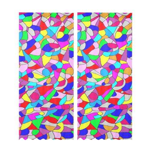 Abstract pebbles on a Beach Gauze Curtain 28"x95" (Two-Piece)