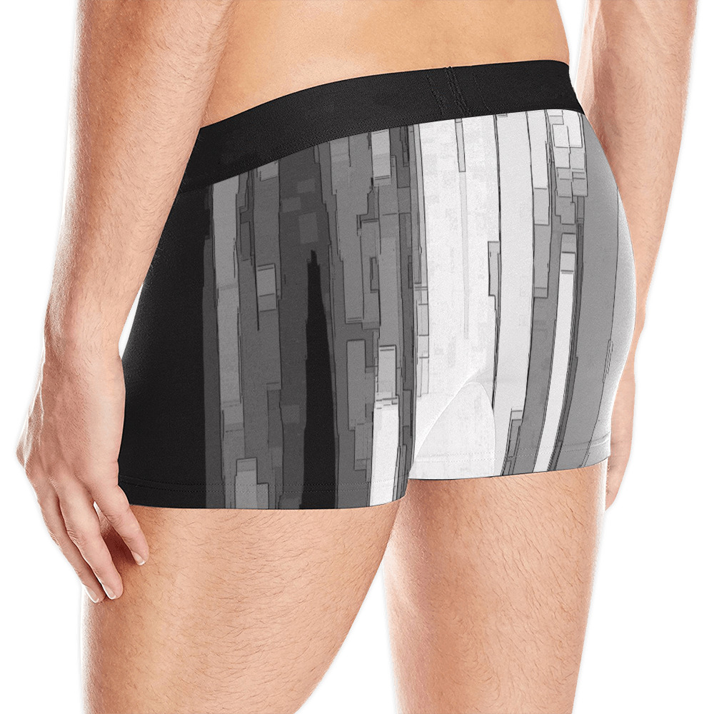 Greyscale Abstract B&W Art Men's Boxer Briefs with Merged Design (Model  L10)