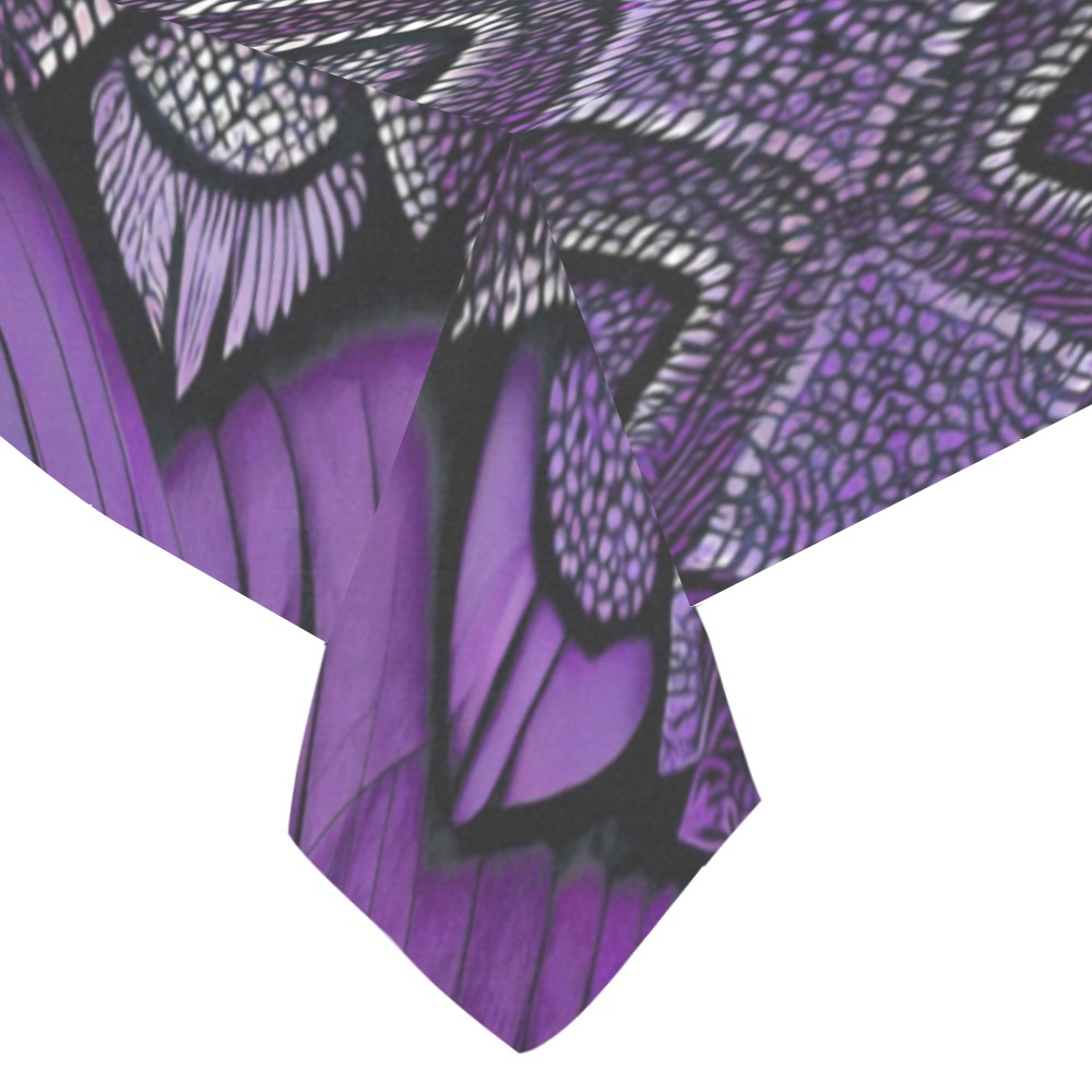 violet and white diamond's Cotton Linen Tablecloth 60"x 84"