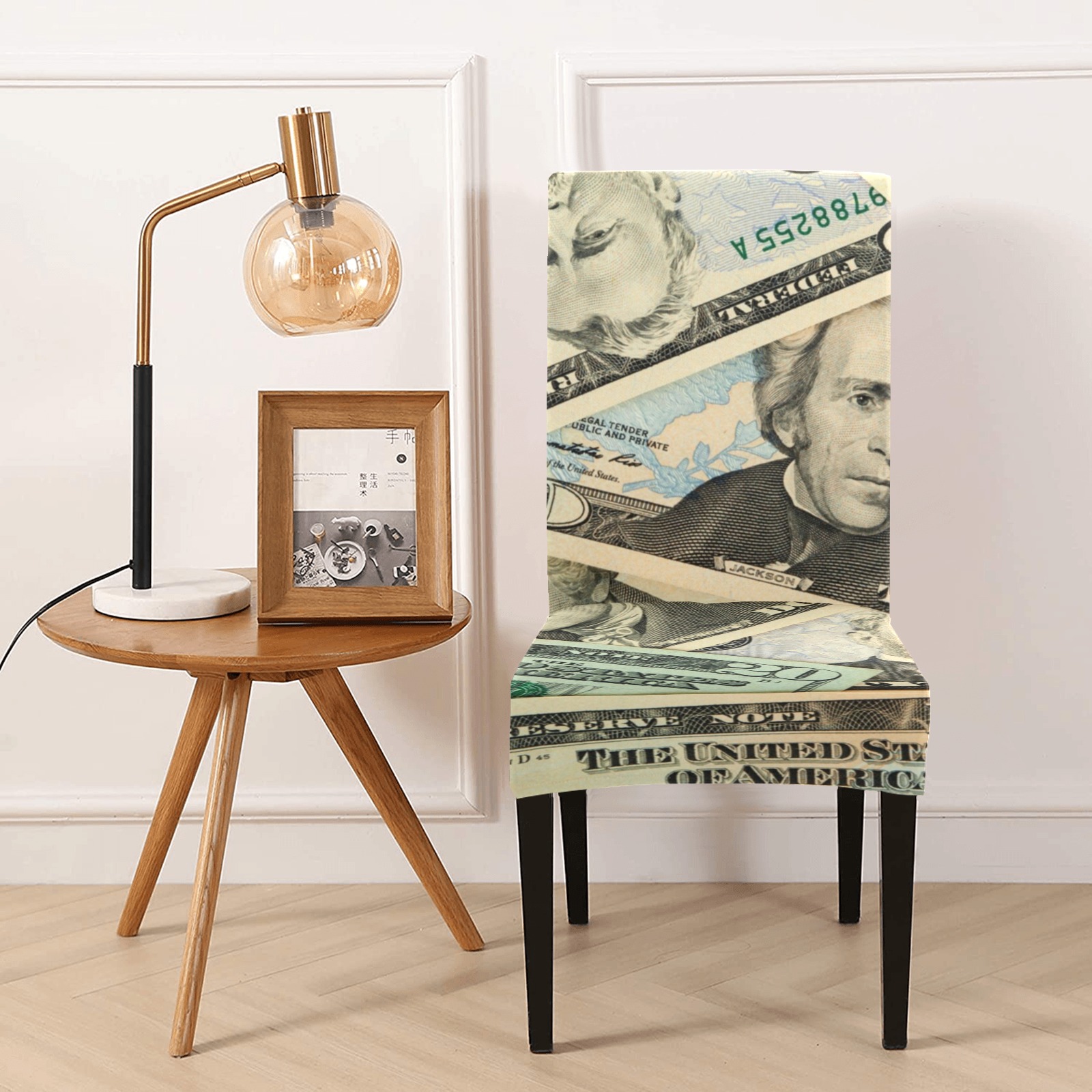 US PAPER CURRENCY Removable Dining Chair Cover