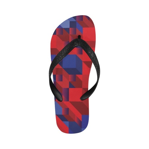 Red Abstract Geometric Flip Flops for Men/Women (Model 040)