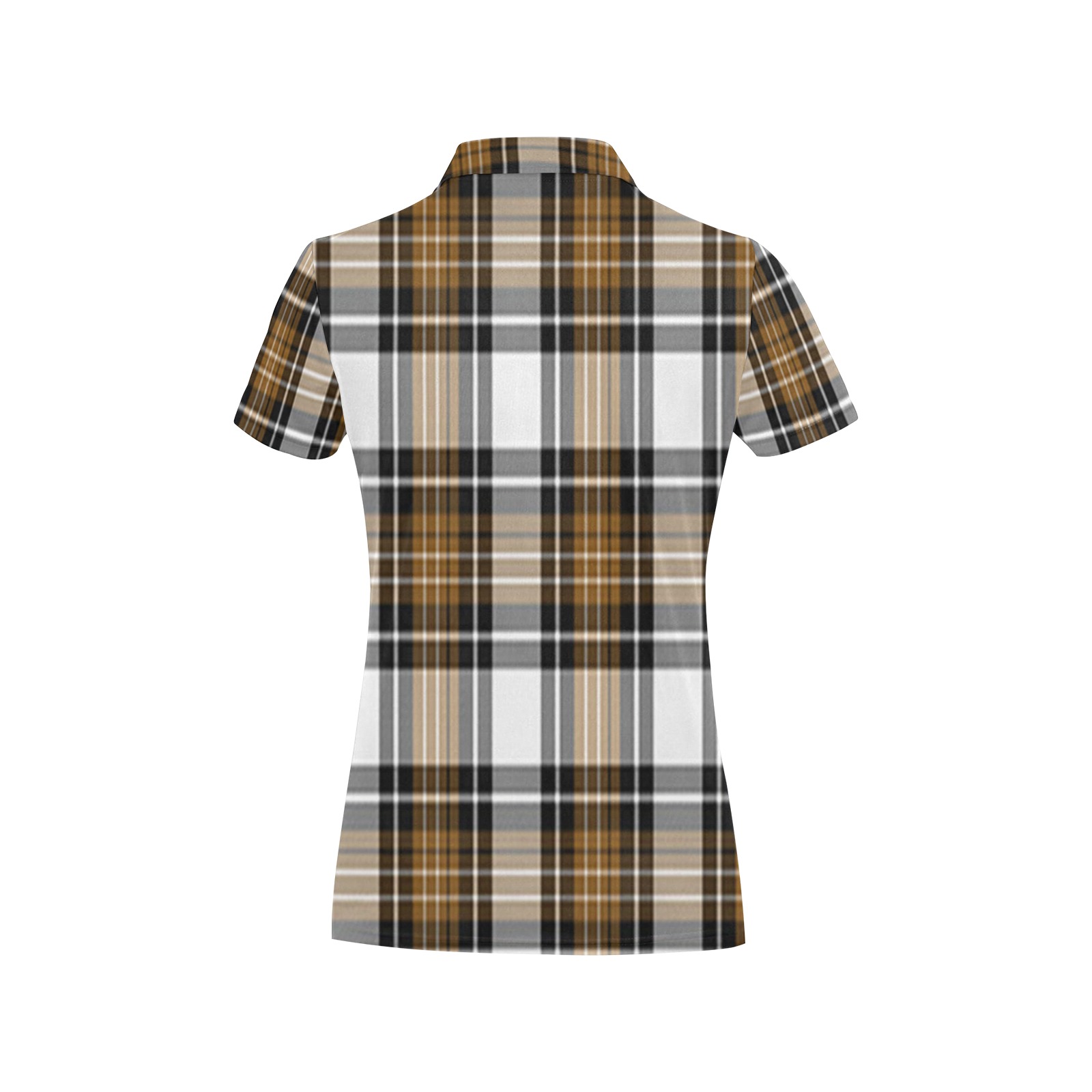 Brown Black Plaid Women's All Over Print Polo Shirt (Model T55)