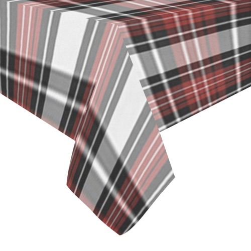 Red Black Plaid Cotton Linen Tablecloth 60" x 90"