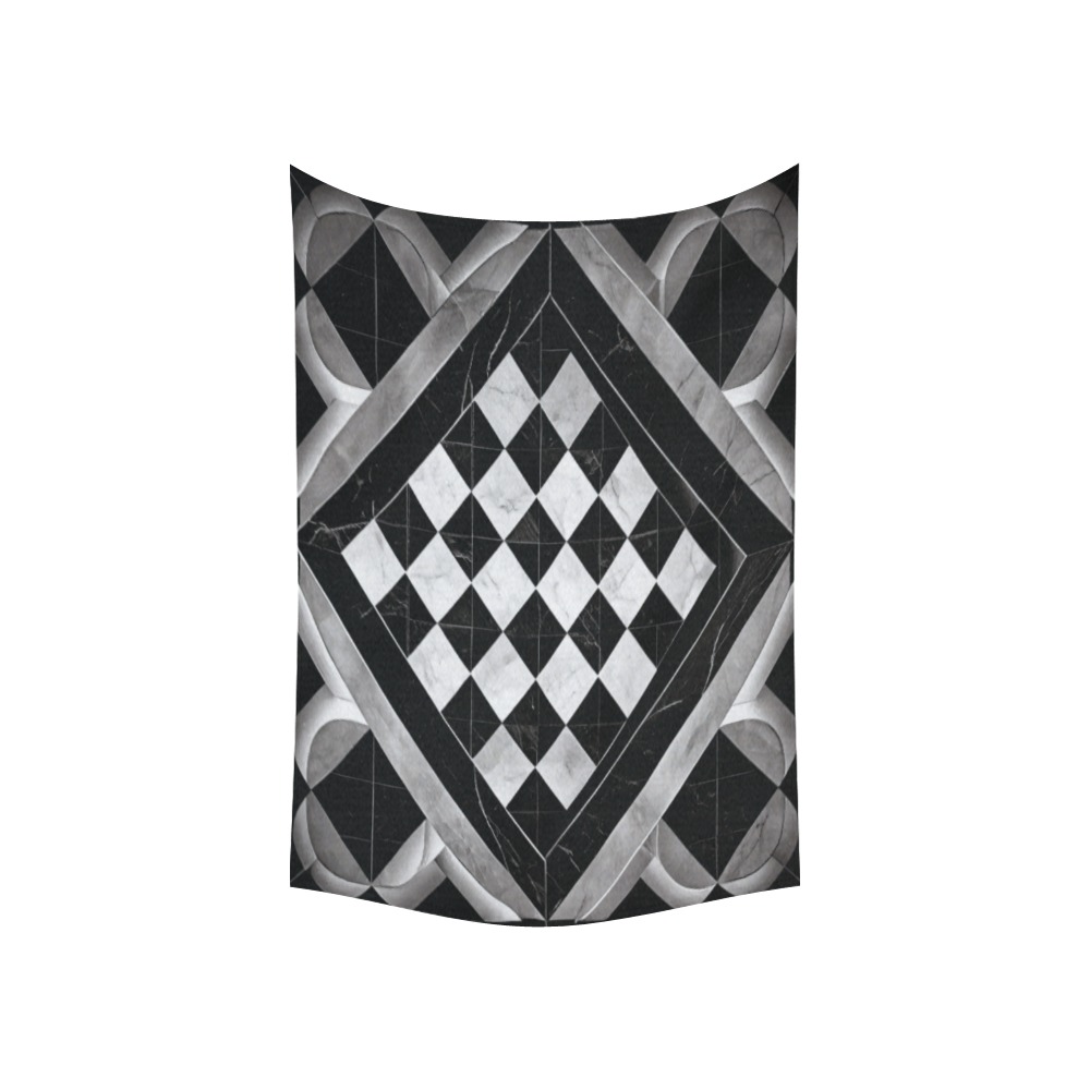 black and white chess board Cotton Linen Wall Tapestry 60"x 40"