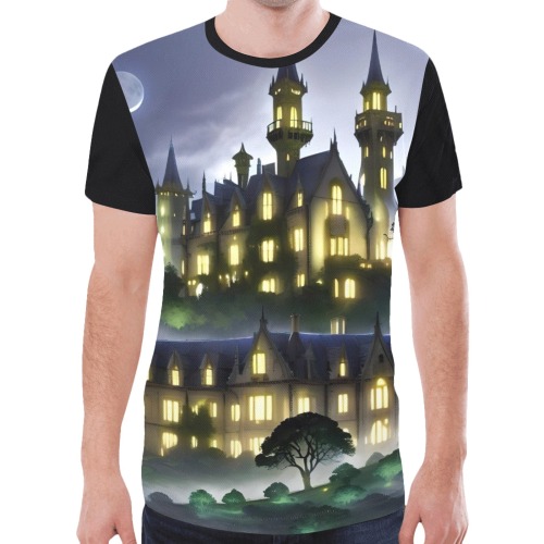 Gothic Mansion at Dusk New All Over Print T-shirt for Men (Model T45)