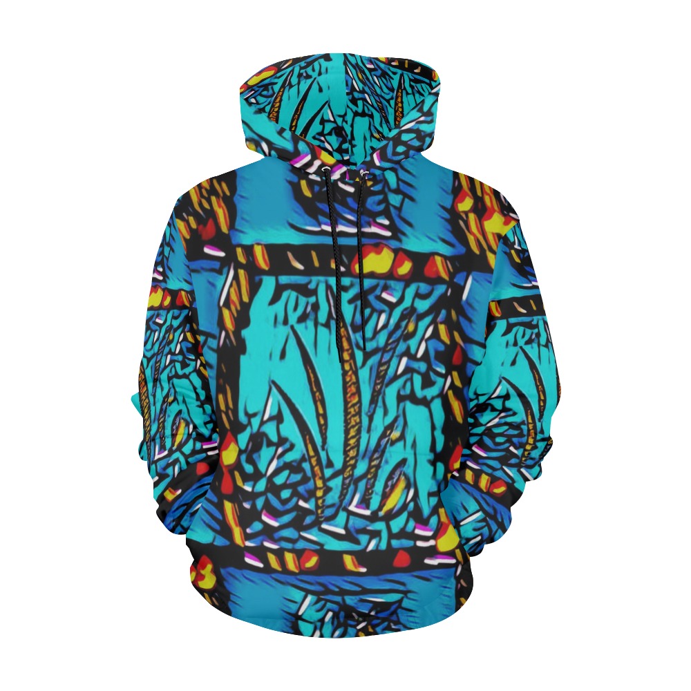 Grafiti Patch Blue All Over Print Hoodie for Men (USA Size) (Model H13)