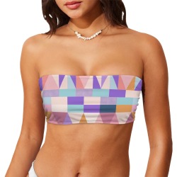 Colorful geometric shapes PTTN24 Chest Wrap Bikini Top (Model S36)