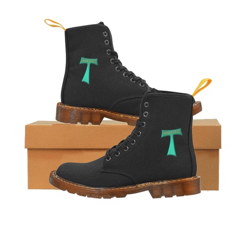 Franciscan Tau Cross Peace and Good Green Steel Metallic Martin Boots For Women Model 1203H