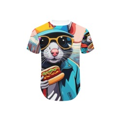HOT DOG EATING NYC RAT 2 Men's All Over Print Curved Hem T-Shirt (Model T76)