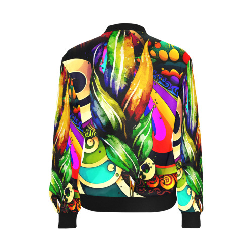 Mardi Gras Colorful New Orleans All Over Print Bomber Jacket for Women (Model H36)