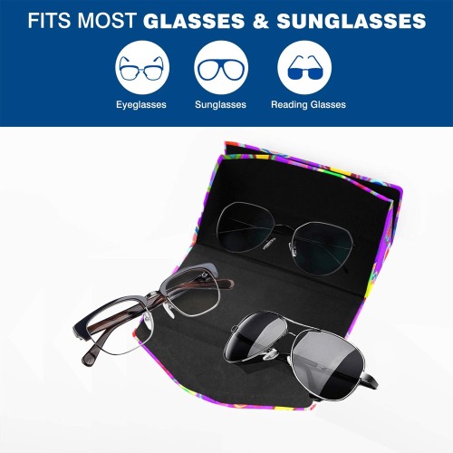 Groovy Hearts and Flowers Purple Custom Foldable Glasses Case