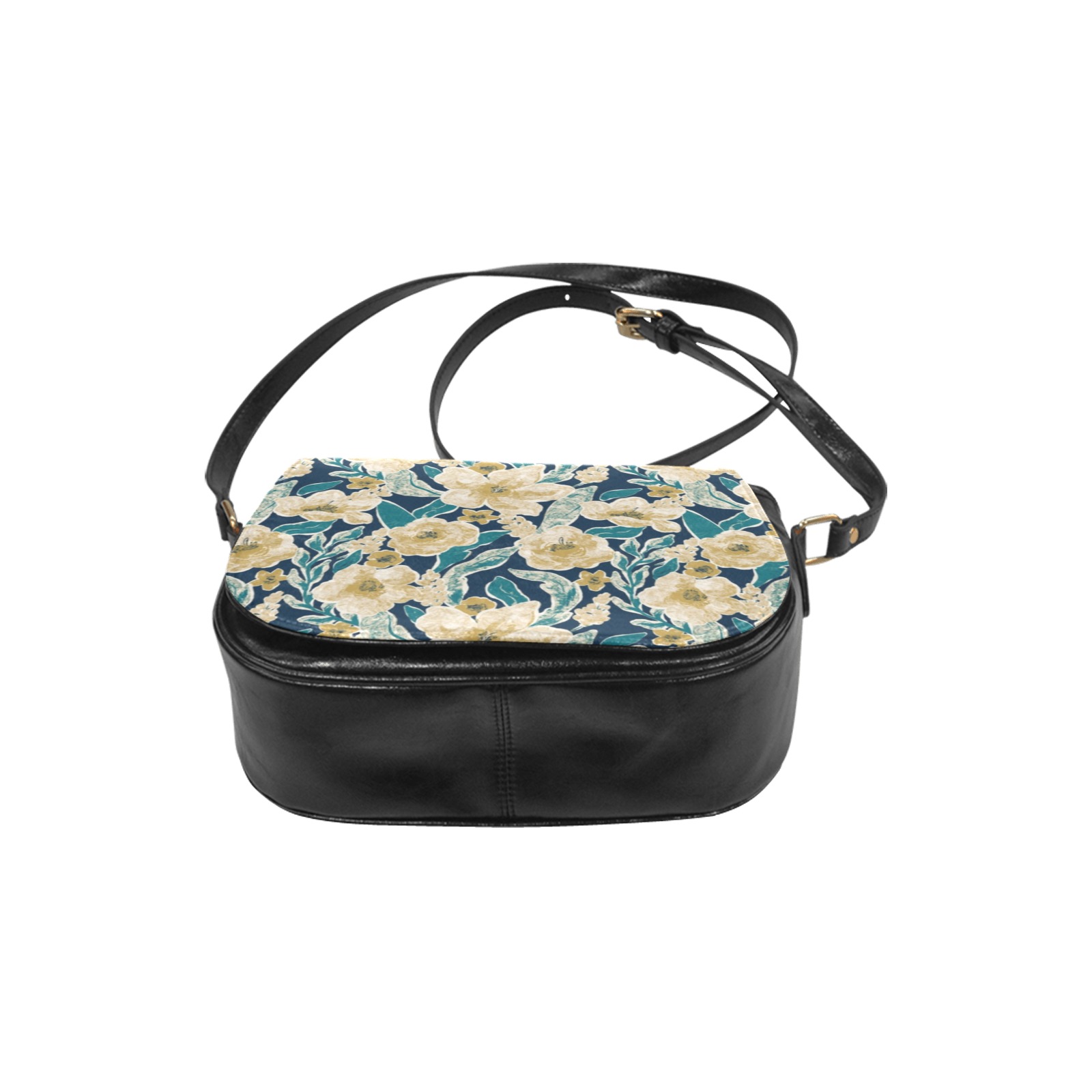 Painted Flowers Classic Saddle Bag/Small (Model 1648)