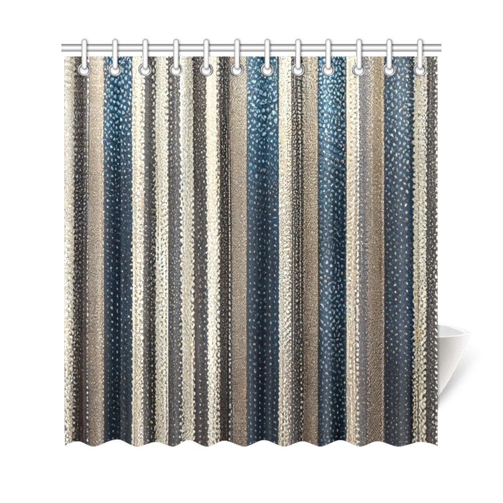 gold, silver and saphire striped pattern Shower Curtain 69"x72"