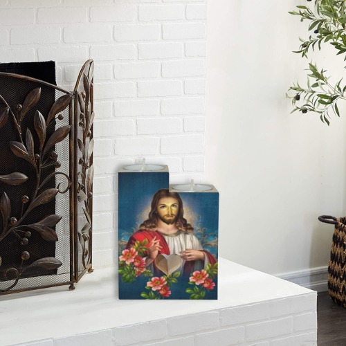 Jesus 12 Wooden Candle Holder (Without Candle)