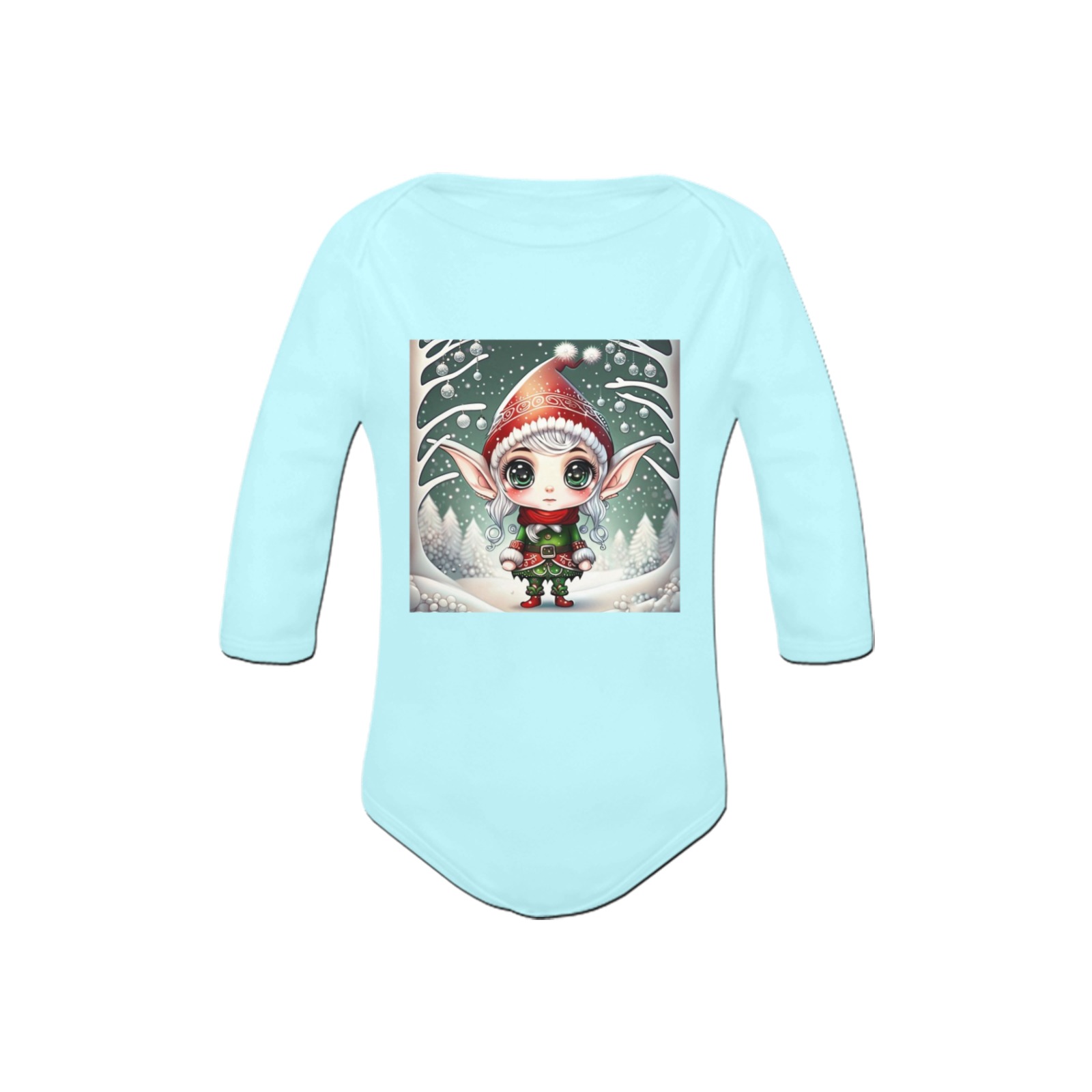 Christmas Elf Baby Powder Organic Long Sleeve One Piece (Model T27)