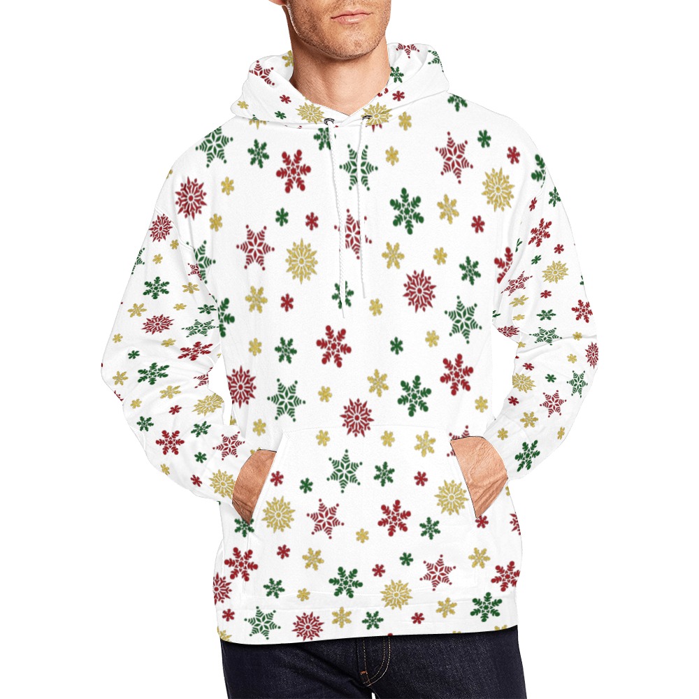 Snowflake Print All Over Print Hoodie for Men (USA Size) (Model H13)