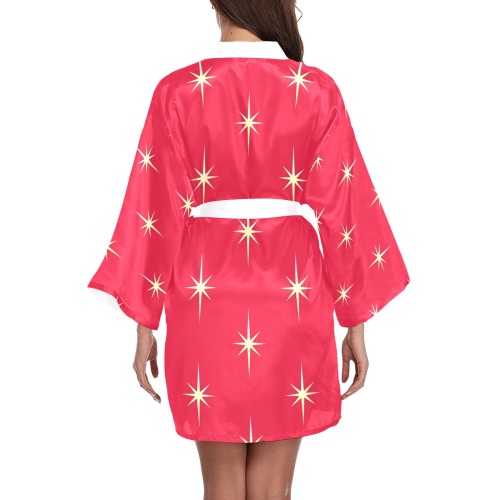 Red and White Holiday Robe Long Sleeve Kimono Robe