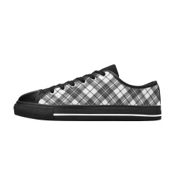 Tartan black white pattern holidays Christmas xmas elegant lines geometric cool fun classic elegance Women's Classic Canvas Shoes (Model 018)