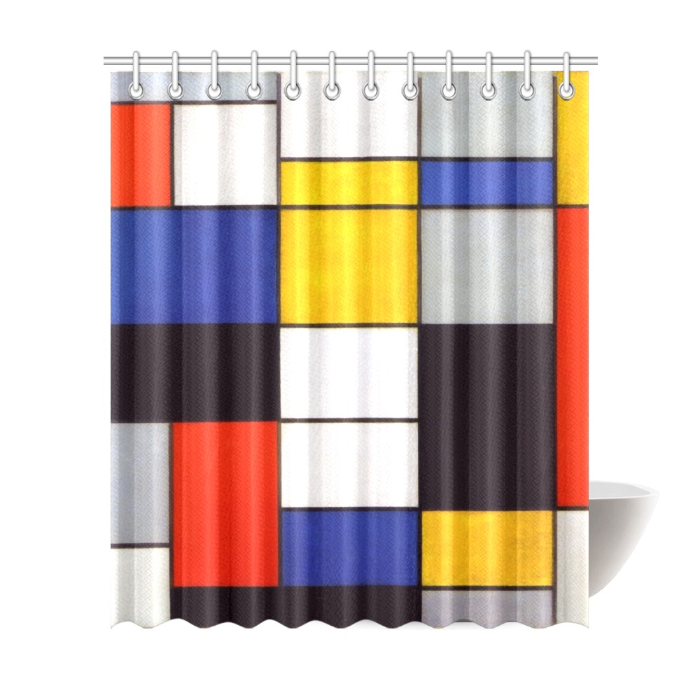 Composition A by Piet Mondrian Shower Curtain 72"x84"