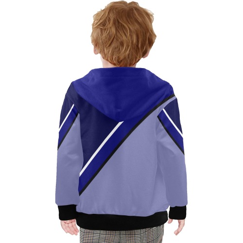 Diagonal Blue White Violet Little Boys' Zip Up Hoodie (Model H58)