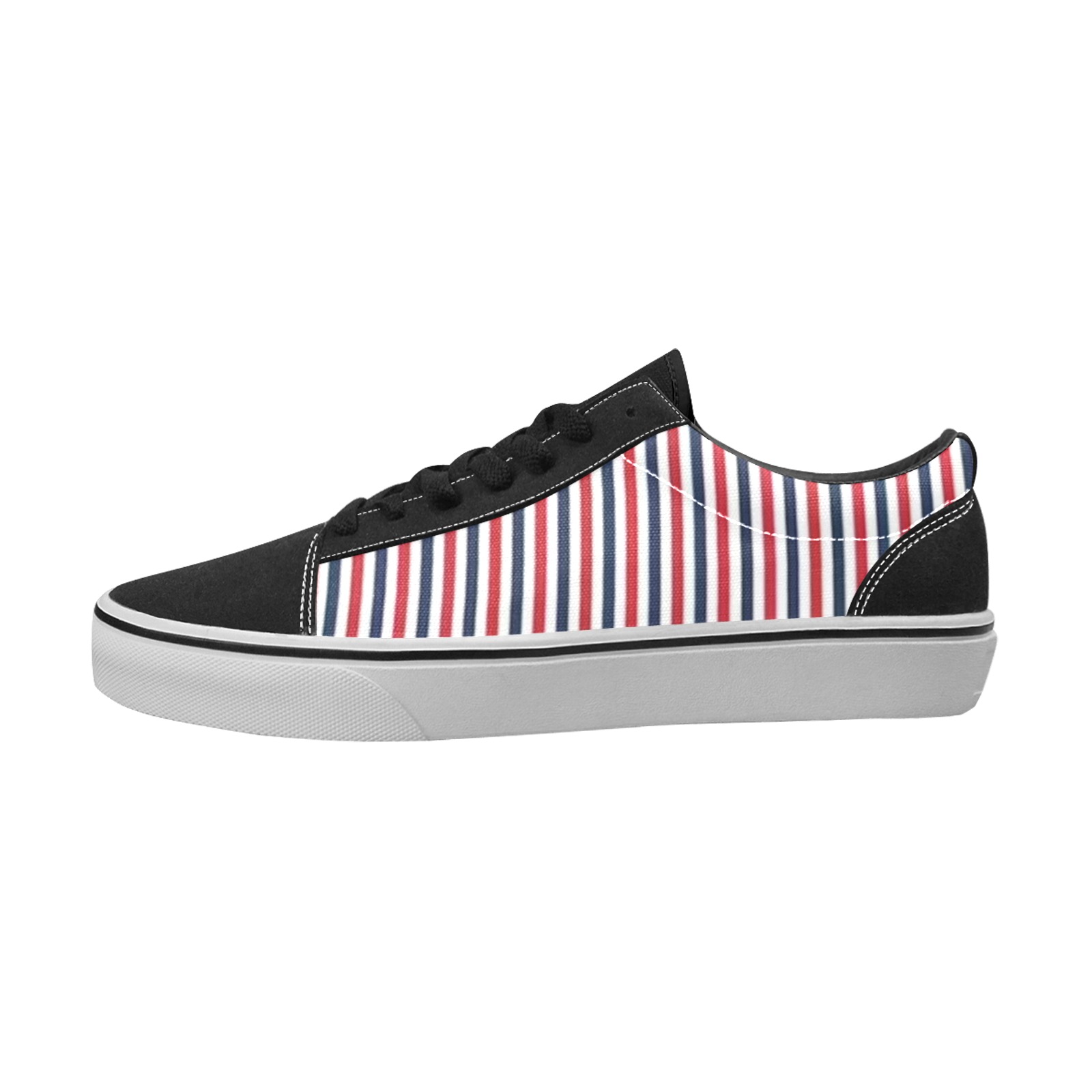 Red White Blue Stripe Men's Low Top Skateboarding Shoes (Model E001-2)