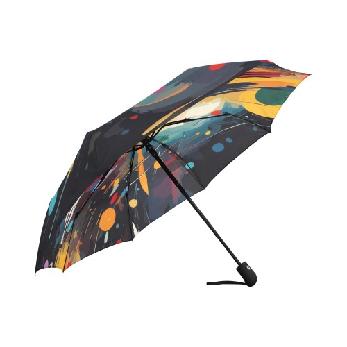 A new sun is born colorful abstract art on black Auto-Foldable Umbrella (Model U04)