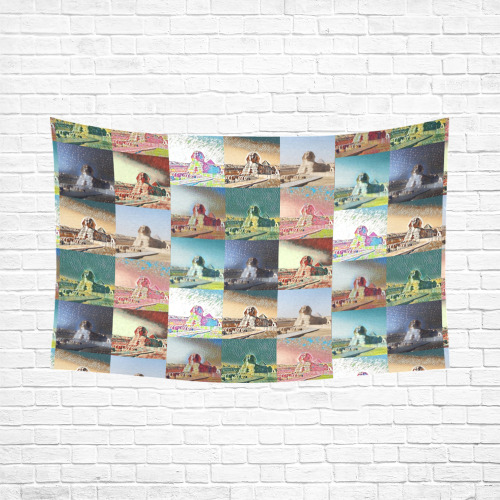 The Sphinx, Giza, Egypt Collage Cotton Linen Wall Tapestry 90"x 60"