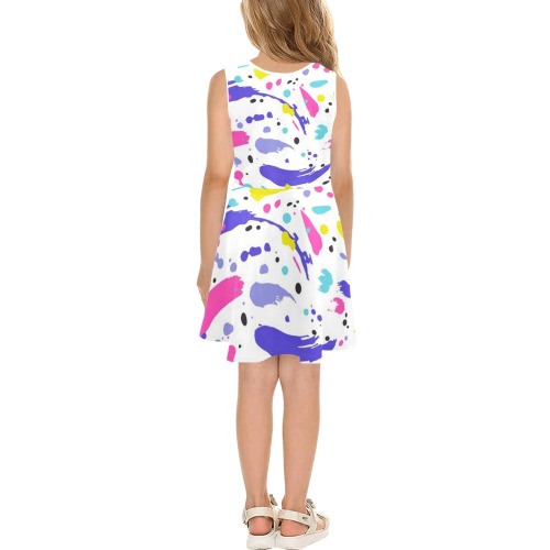 Abstract Paint Strokes Girls' Sleeveless Sundress (Model D56)