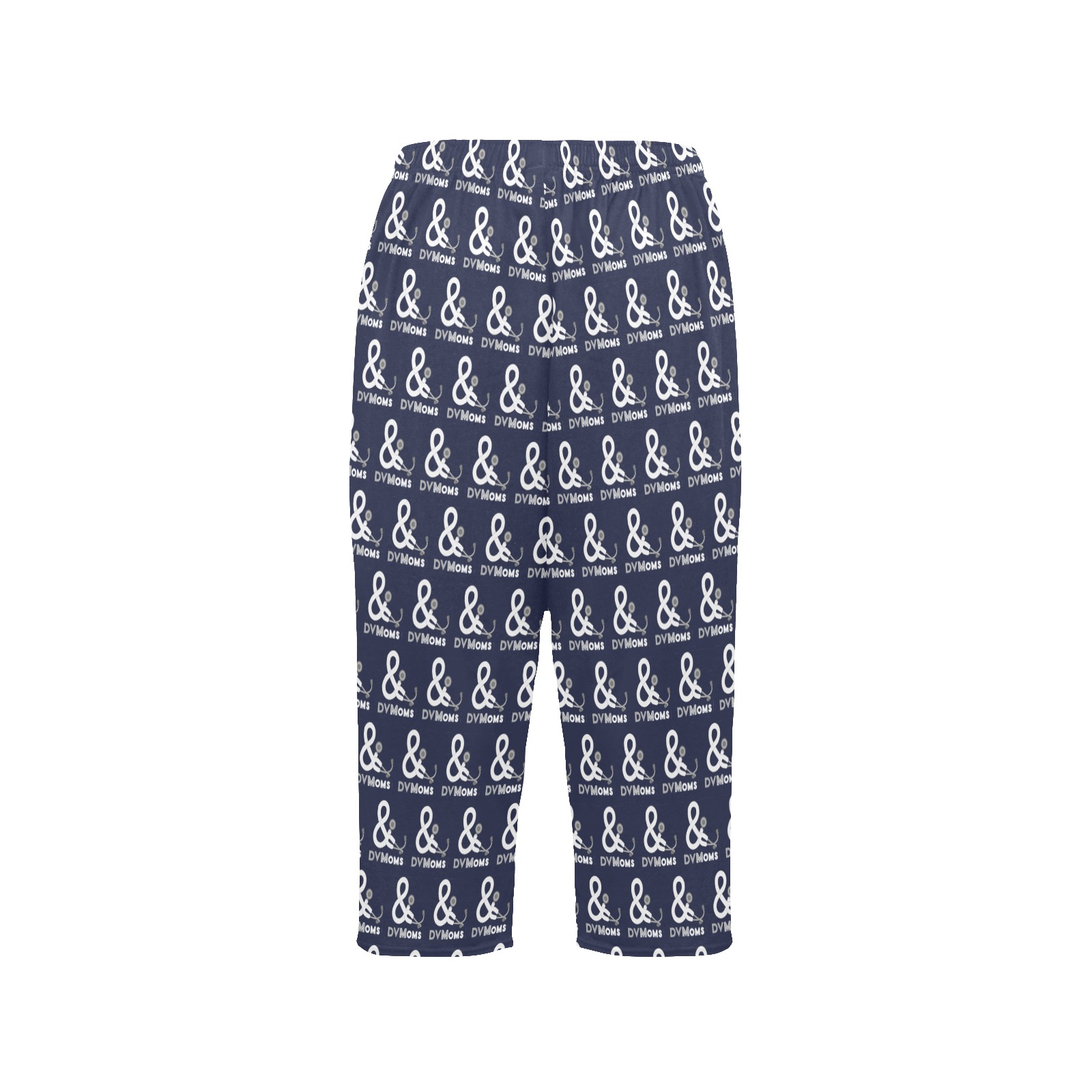 Cropped pants navy all over logo Cropped Pajama Pants (Model L66)