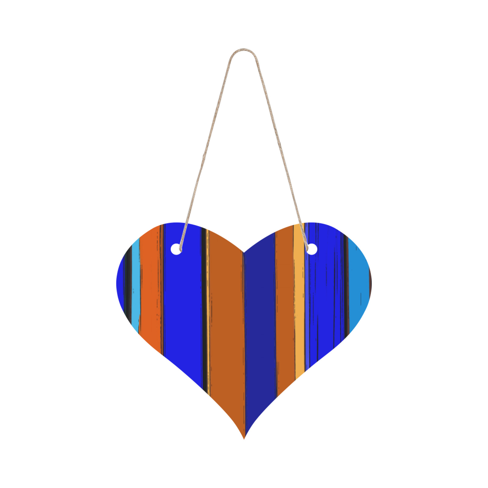Abstract Blue And Orange 930 Heart Wood Door Hanging Sign
