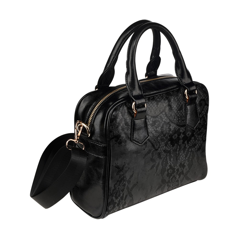 Black Lace Print | Shoulder Handbag (Model 1634)