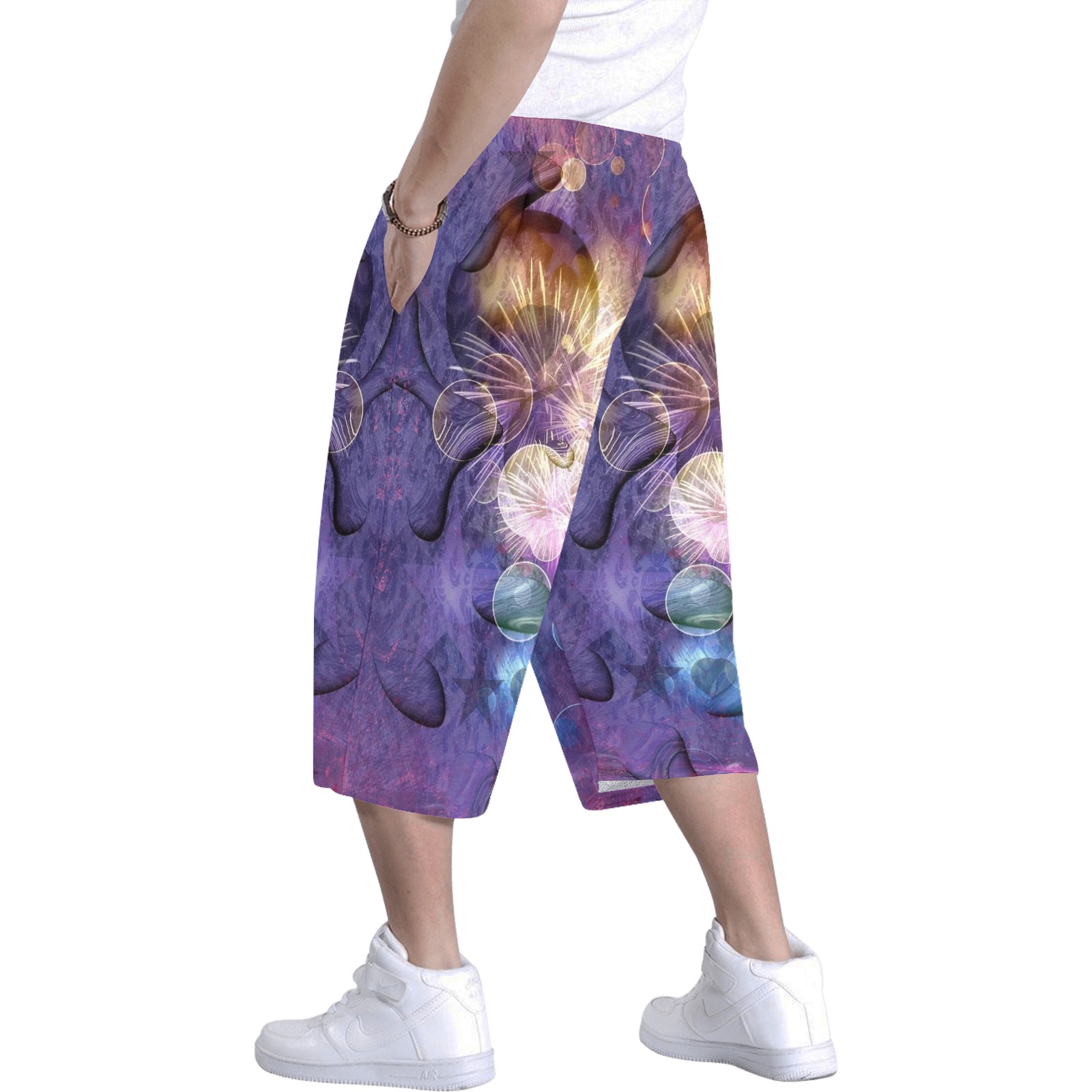 Very peri Trend Pop Art by Nico Bielow Men's All Over Print Baggy Shorts (Model L37)