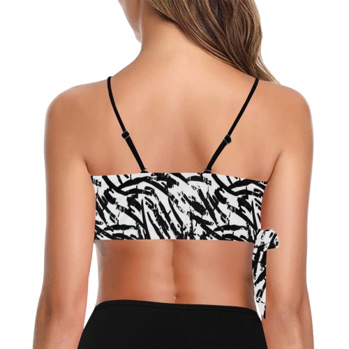 Brush Stroke Black and White Knot Side Bikini Top (Model S37)