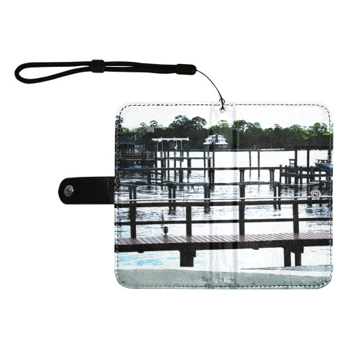 Docks On The River 7580 Flip Leather Purse for Mobile Phone/Large (Model 1703)