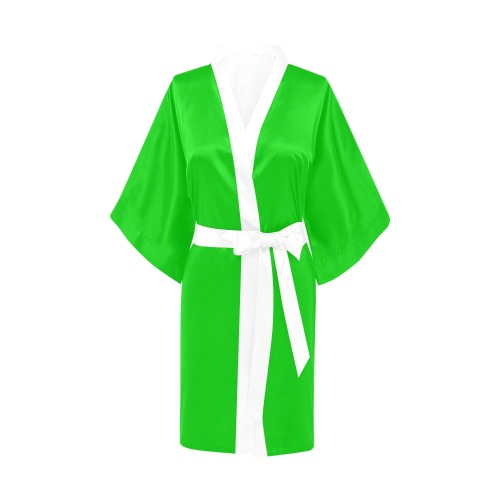 Merry Christmas Green Solid Color Kimono Robe