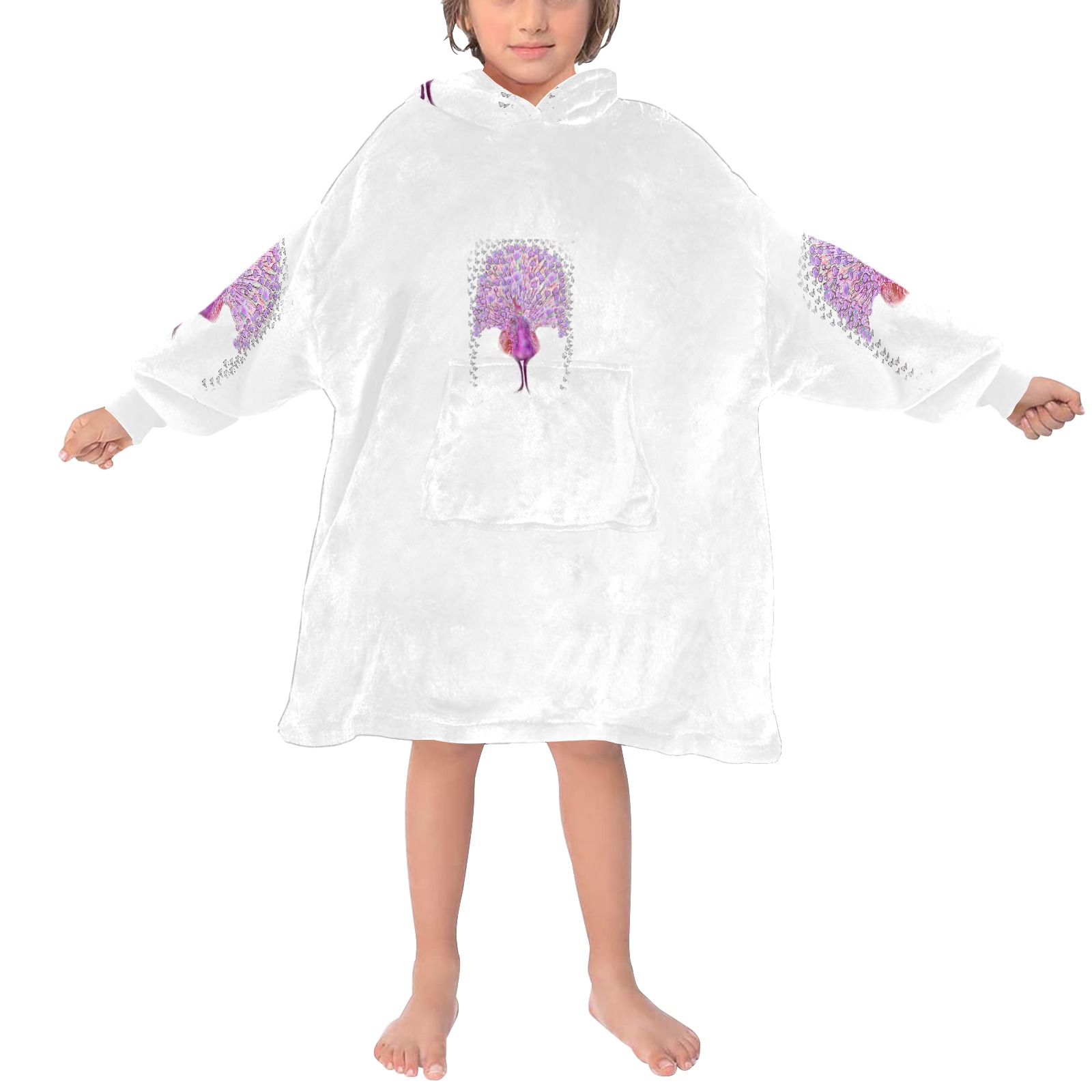 peacocq white Blanket Hoodie for Kids