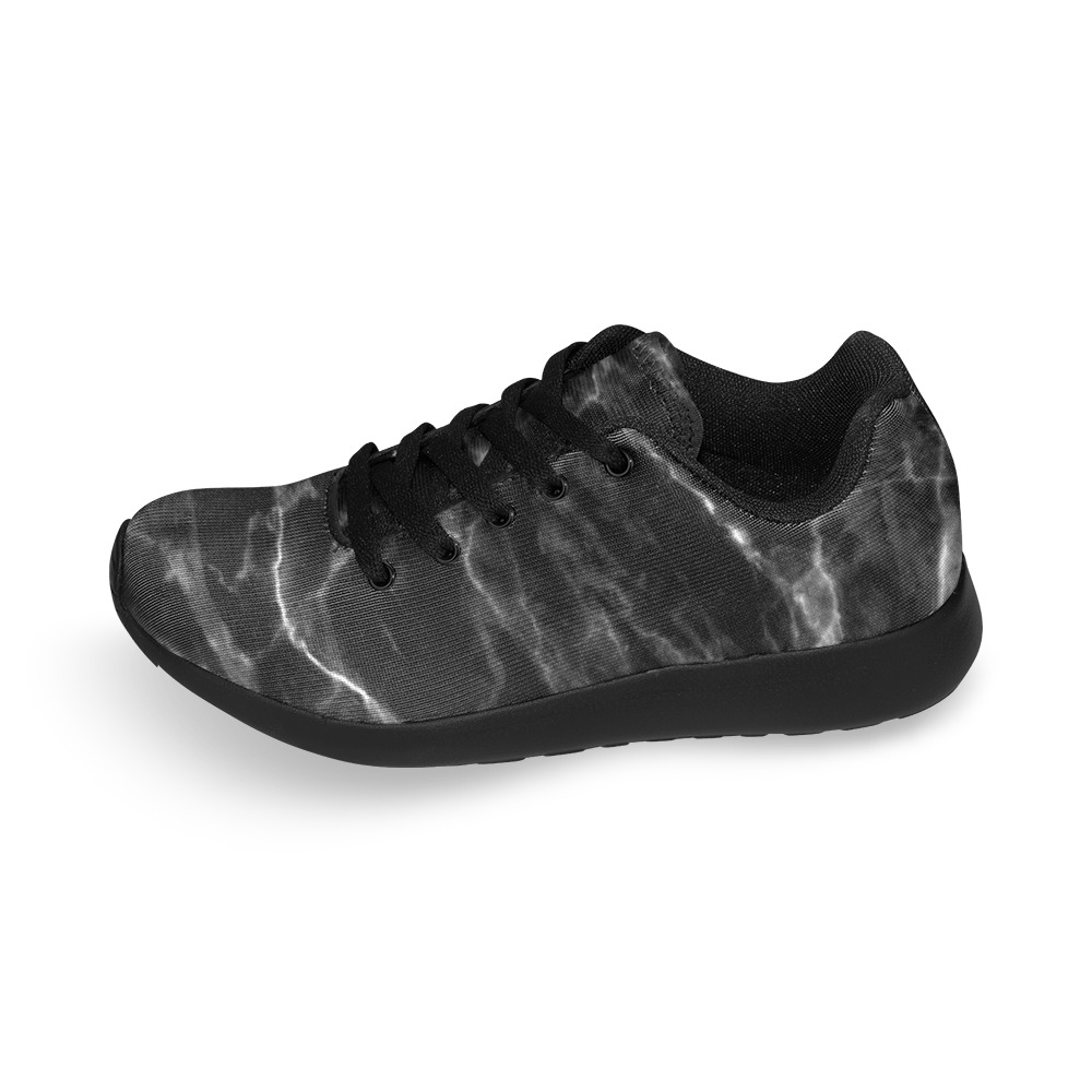 Black marble texture Men’s Running Shoes (Model 020)