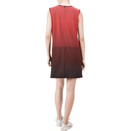 orn red Sleeveless Round Neck Shift Dress (Model D51)