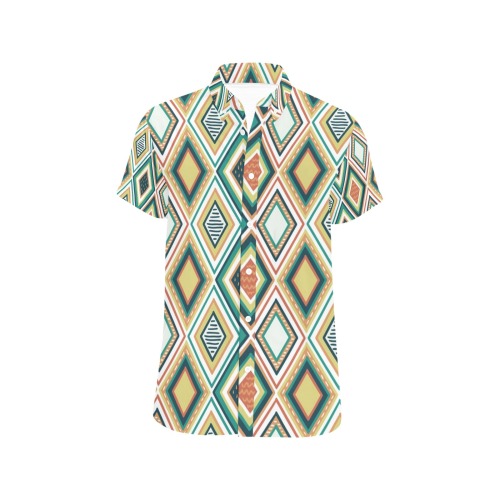 Geometric Tribal Inspired Pattern Men's All Over Print Short Sleeve Shirt (Model T53)