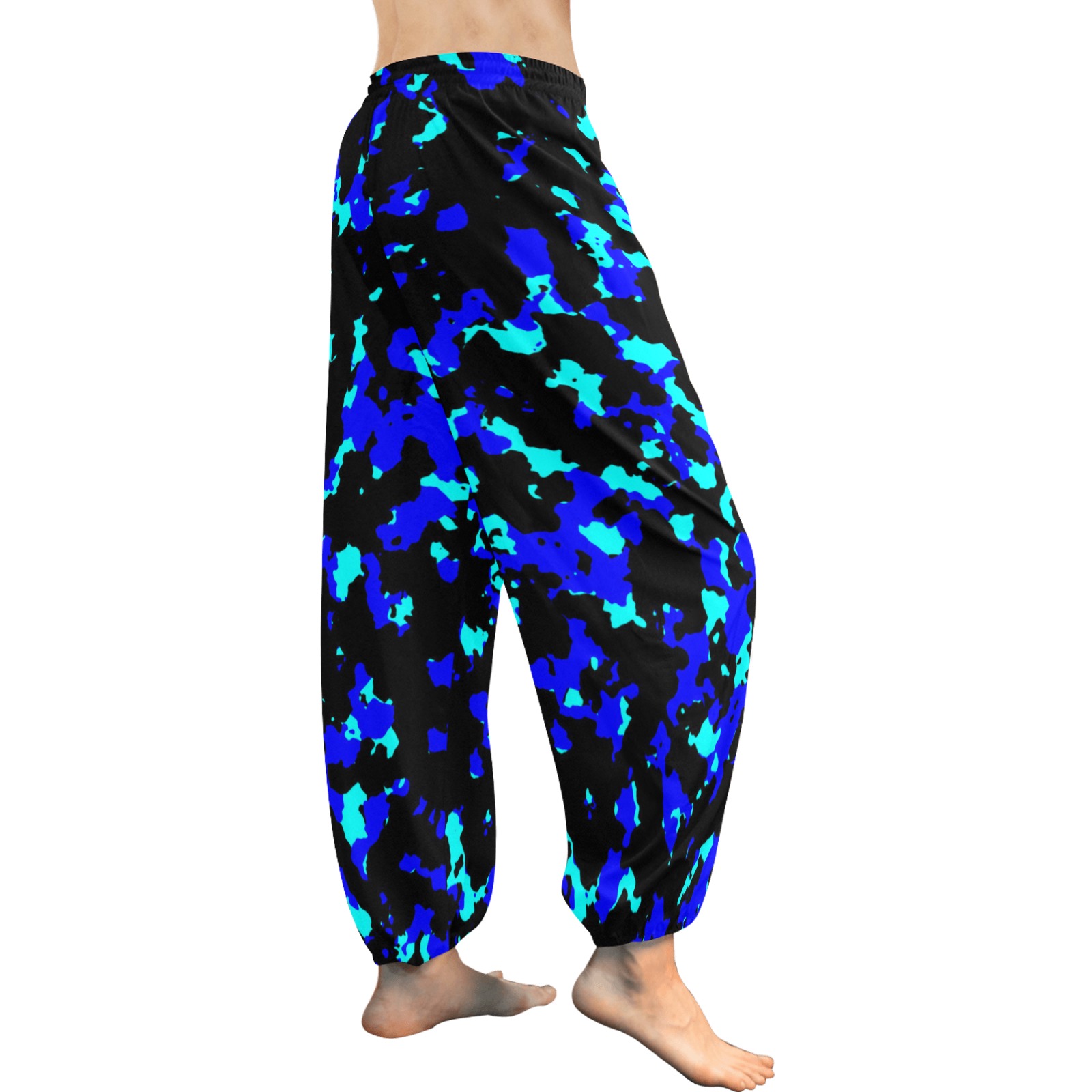 bluecamo1 Women's All Over Print Harem Pants (Model L18)