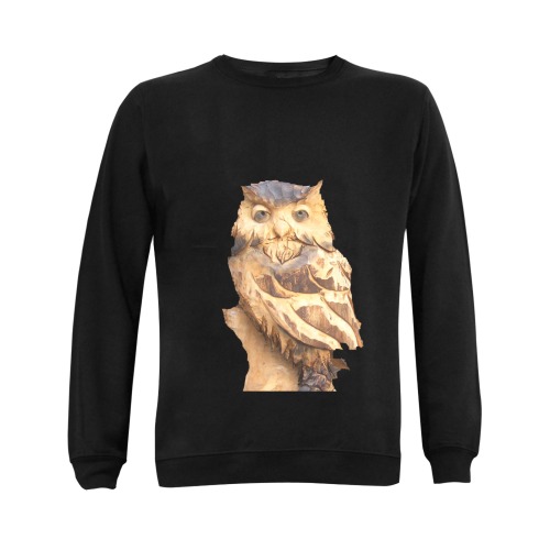wooden owl bl Gildan Crewneck Sweatshirt(NEW) (Model H01)