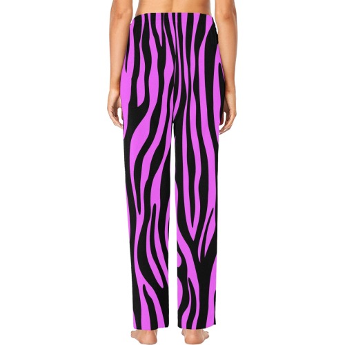 Zebra Stripes Pattern - Trend Colors Black Pink Women's Pajama Trousers